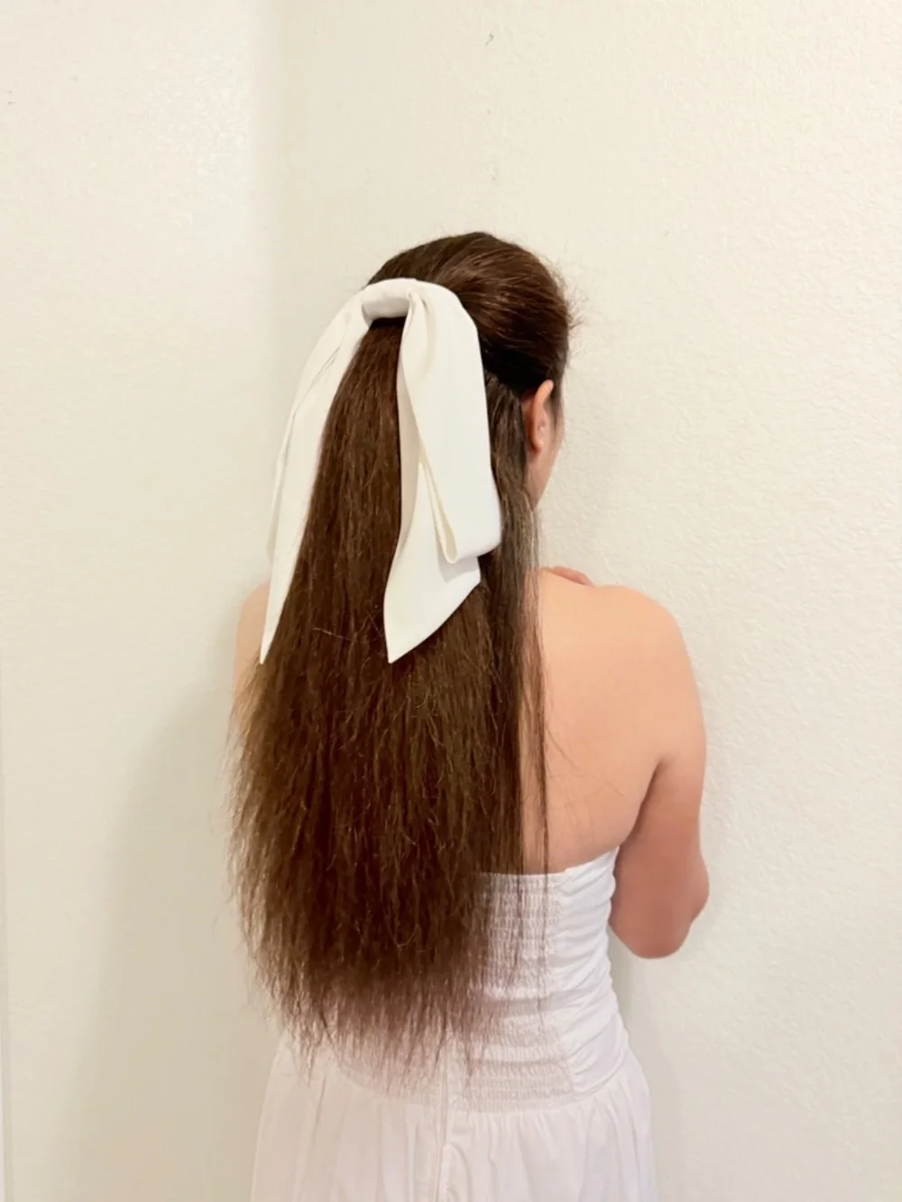 Handmade White Satin Bow – Large Drop Bow for Weddings, Special Occasions